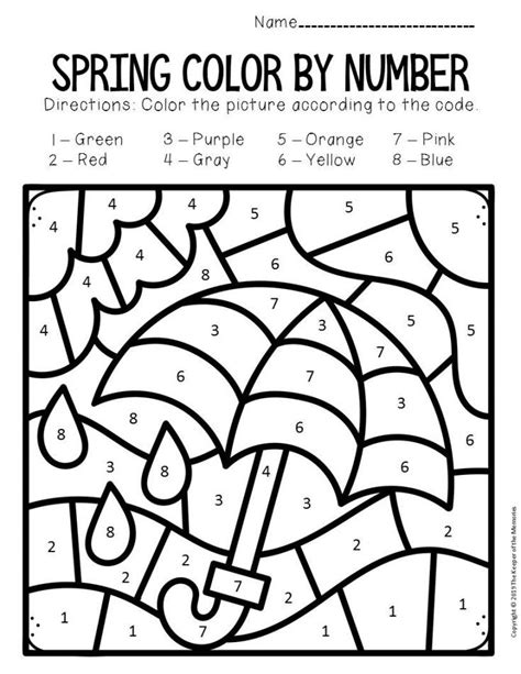 Color by Number Spring Preschool Worksheets | Preschool worksheets ...