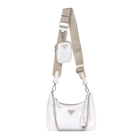 PRADA Nylon Re-Edition 2005 Shoulder Bag White 619850