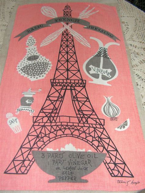 Vintage Tammis Keefe Pink Eiffel Tower w-French Dressing Recipe Tea ...