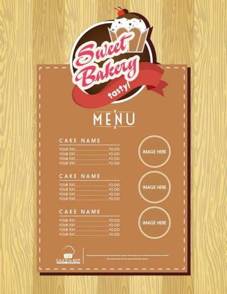 Bakery menu template vectors free download graphic art designs