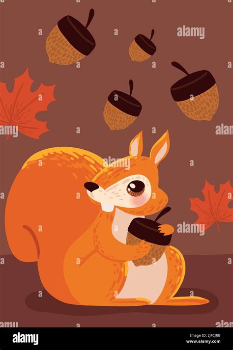 cartoon squirrel and acorn Stock Vector Image & Art - Alamy