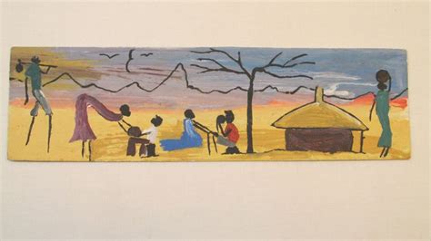 Malawi village scene. 2.5" x 7.5" bookmark | Indian folk art, African art, Art