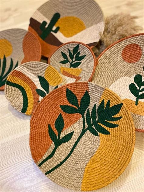 Set of 6 Baskets for Wall, Baskets, Wall Decor, Gift, Home Gift, Boho Wall Decor, Round Wicker ...