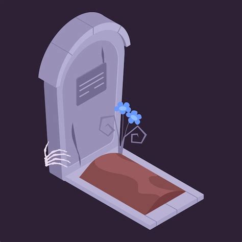 Premium Vector | Isometric horror tombstone grave monster skeleton arm spooky zombie hand on ...