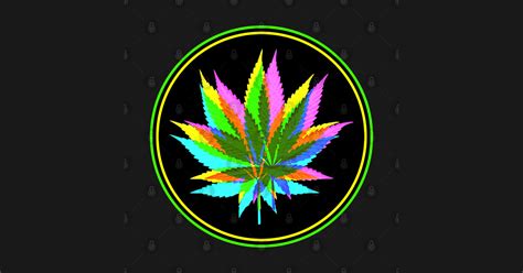 Marijuana Weed Leaves - Psychedelic Neon Colored 4 - Cannabis - T-Shirt ...