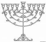 Outline Hanukkah Menorah Or Chanukiah Candelabrum Coloring Page Printable sketch template