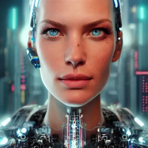 rebecca romijn as a female android with perfect fac...