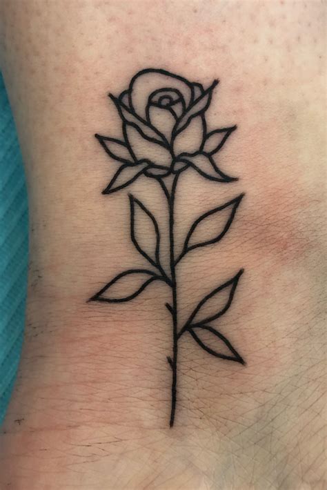 Simple Rose outline | By Elyria Black | Done at Old Soul Tattoo Club ...