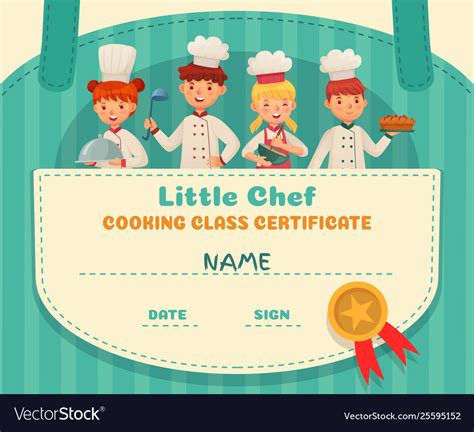 Little chef certificate cooking class chefs Vector Image