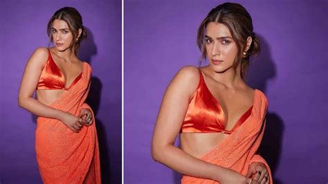 Kriti Sanon Gets Trolled For Donning A Hot Orange Saree With A Deep ...