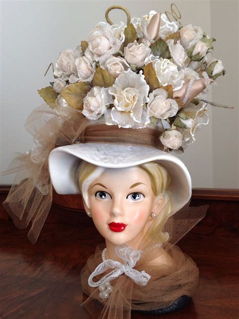 Cadeau !!! | Ceramic lady heads, Head vase, Vintage ladies