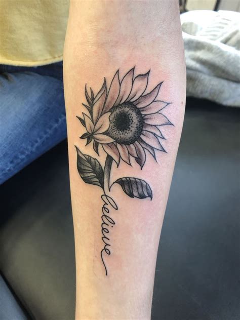 name flower tattoo - Google Search | Sunflower tattoo shoulder, Believe ...