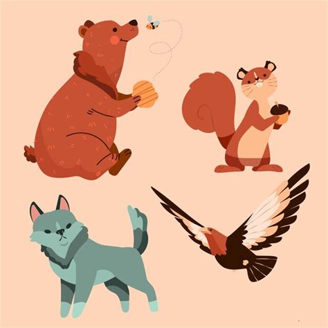 Premium Vector | Hand drawn autumn animals collection