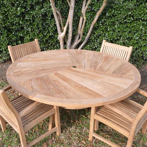 Ash & Ember Grade A Teak 71" Round Dining Table, Indoor Outdoor Solid Wood Patio or Porch Dining ...