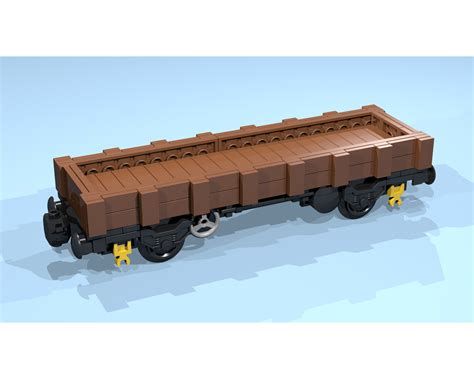 LEGO MOC 4-Wheel Flatbed Wagon (SNOT, brown) by Echaton | Rebrickable - Build with LEGO