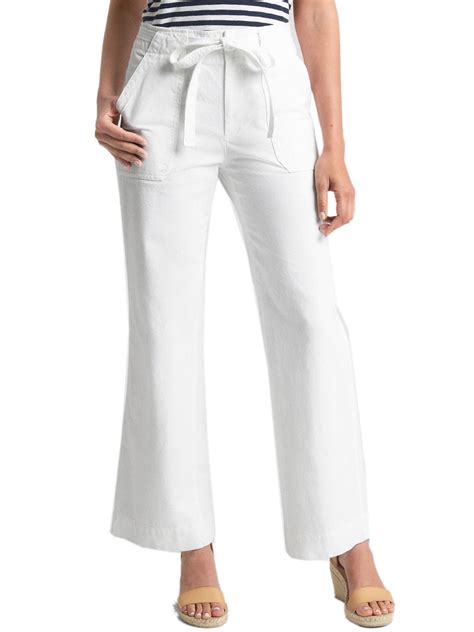 Gap - New Gap Womens Optic White Belted 100% Cotton Wide Leg Casual Pants Sz 2 6887-4 - Walmart ...