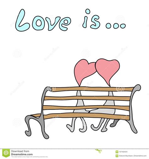 Child`s Drawing of a Couple Sitting on a Bench Stock Illustration - Illustration of calligraphy ...