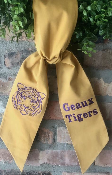 Gold Purple or White Wreath Sash With Embroidered Tiger and - Etsy