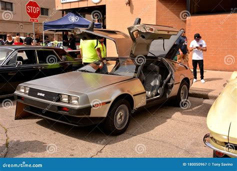 DMC DeLorean Stainless Steel Car on Display at Annual Kenosha Car Show Editorial Photography ...