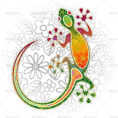 Gecko Floral Tribal Art, Vectors | GraphicRiver