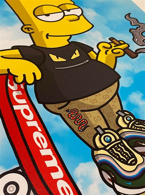 Simpsons Bart Supreme Skateboard Poster Print Gallery Wrapped | Etsy