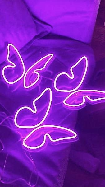 Purple Aesthetic Neon Lights Wings Black Background Purple, 50% OFF