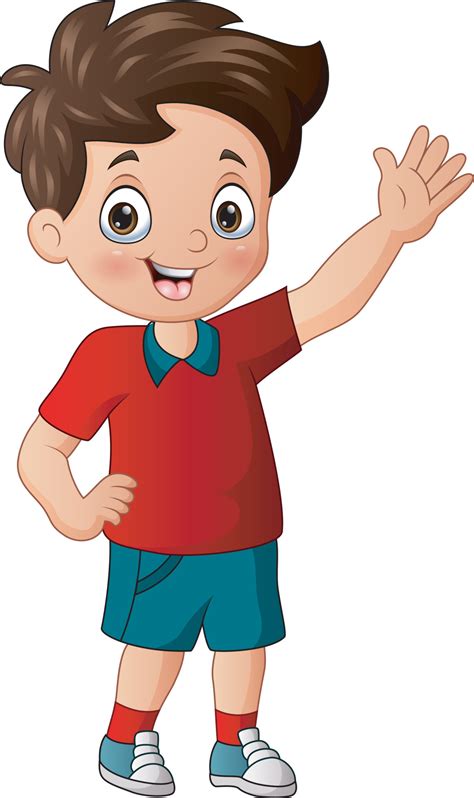 Cartoon a boy waving hand 6634891 Vector Art at Vecteezy