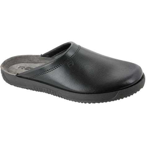 Rohde Mens Black Leather Mule Slipper 2779 90