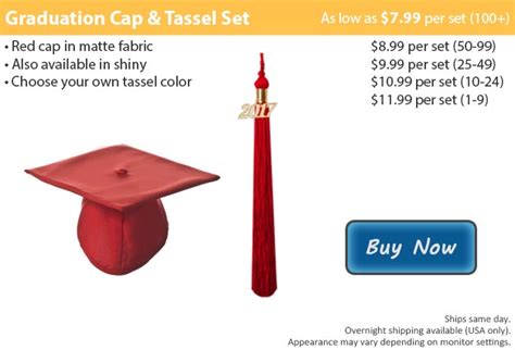 Matte Red Graduation Cap and Tassel Sets from Honors Graduation