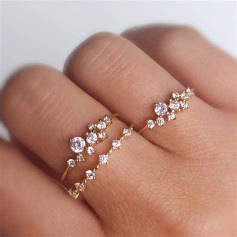 Glitter Raindrop Ring (Rose Gold) 10K Solid Rose Gold | Diamond cluster engagement ring, Jewelry ...