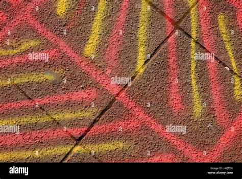 spray-paint pattern on a pavement Stock Photo - Alamy