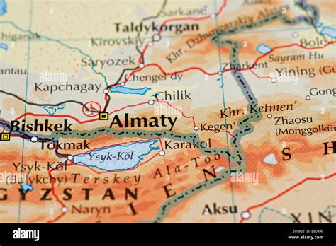 Close up of atlas map of Almaty, Kazakhstan Stock Photo - Alamy
