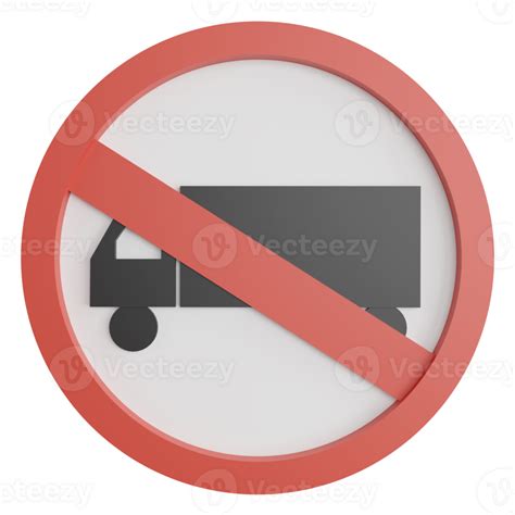 No truck sign clipart flat design icon isolated on transparent background, 3D render road sign ...