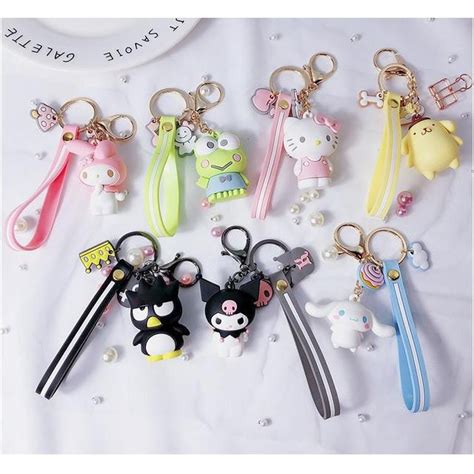 Cute Cartoon Sanrio Keychain Kitty Melody Keroppi Kuromi Badtz-Maru ...