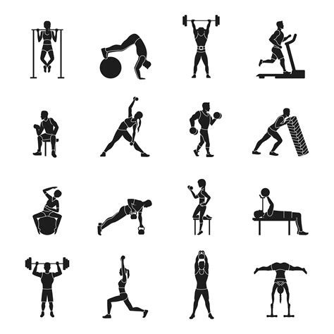 Workout Black And White Set 467967 Vector Art at Vecteezy