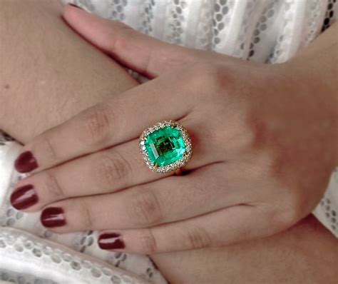 7.73ct Certified Fine Natural Colombian Emerald Diamond 18K Ring – EmeraldsMaravellous