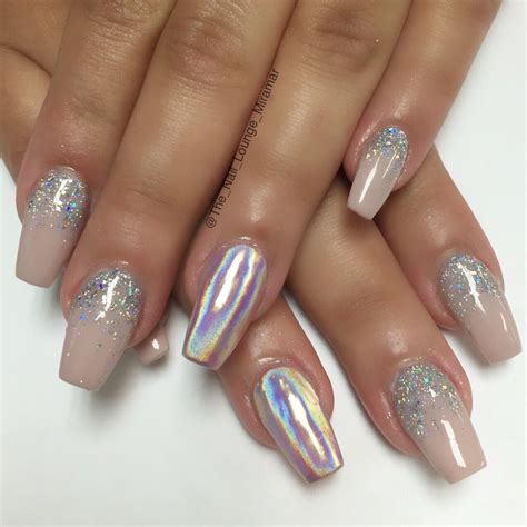 Holographic chrome glitter ombré nail art design | Holographic glitter nails, Ombre nails ...