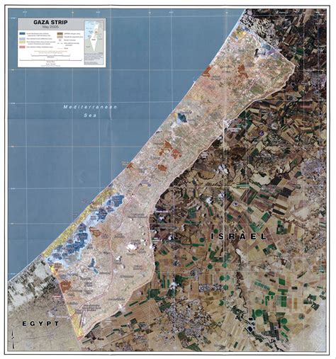 Large detailed satellite map of Gaza Strip with roads, cities and other marks - 2005 | Gaza ...