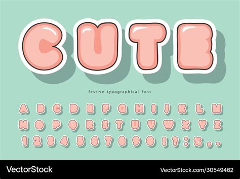 Cute bubble font with funny smiling faces cartoon Vector Image