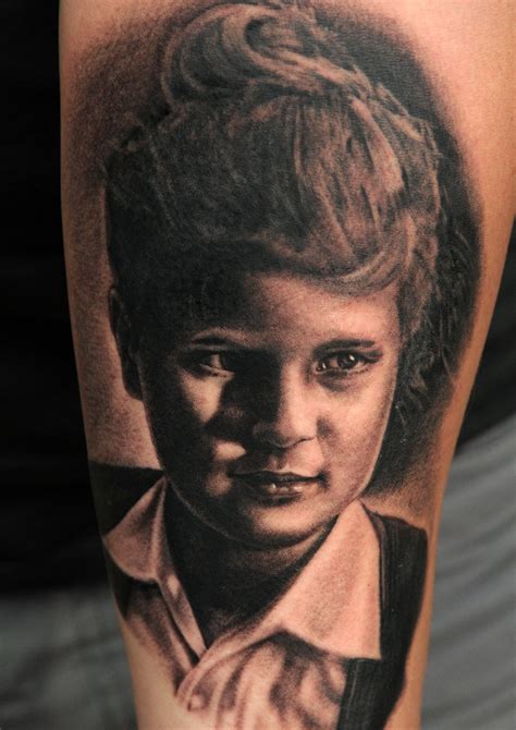 Boy Portrait Tattoo in Black and Grey Andy Engel, Worlds Best Tattoo Artist, Photorealism, All ...