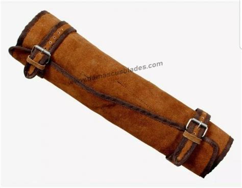 Stag Horn Handle Knife Set in Damascus Steel with Leather Bag