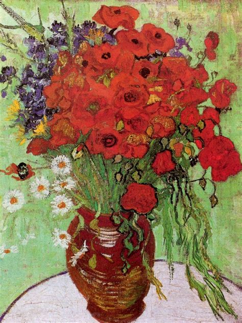 Amapolas rojas y margaritas - Vincent Van Gogh | Van gogh art, Flower ...