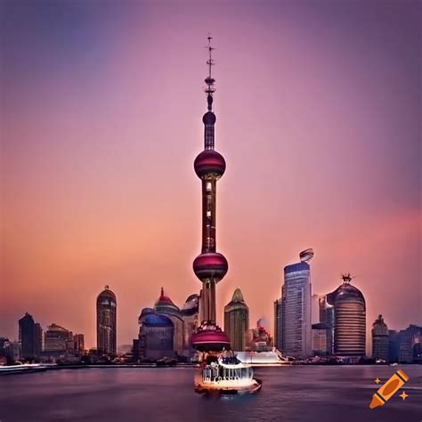Oriental pearl tower in shanghai on Craiyon