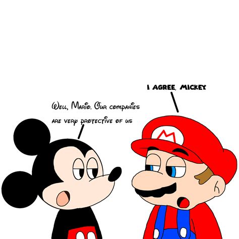 Mickey and Mario agree on their companies by MarcosPower1996 on DeviantArt