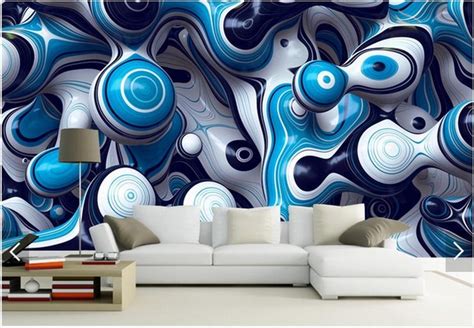 Blue and white abstract 3D Custom wall murals / wallpapers – DCWM001570 - Decor City