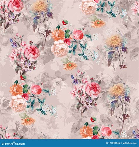 Digital Print Flower Pattern Design Stock Illustration - Illustration of flower, print: 174292646