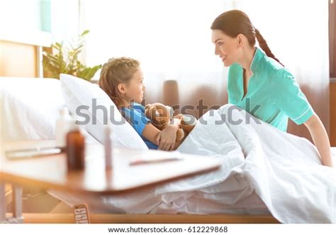 Cute Little Girl Lying Hospital Bed Stock Photo 612229868 | Shutterstock