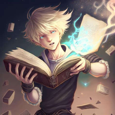 Premium Photo | A drawing of a boy holding a book with the word magic ...