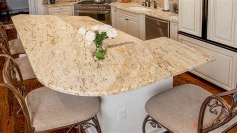 Colonial Gold Granite Kitchen With Multi Layer Island | Marble.com