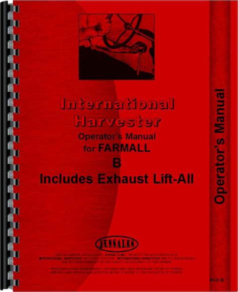 Farmall B Tractor Operators Manual